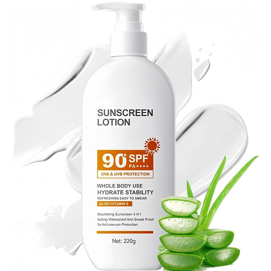 High SPF Sunscreen - Large Capacity SPF 90 Sun Screen Protector for Face & Whole Body - Outdoor Travel Size Sport 90 SPF Sunscreen Moisturizer, 220G