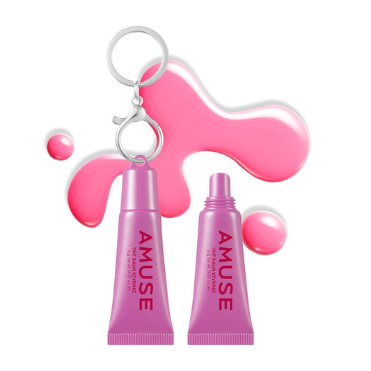 Amuse SEOUL Care Tint Lip Balm Keyring (02 Happy Girl) | Hydrating Lip Balm + Keychain, Rice Extract & Multi-Peptide Complex, Clear Glossy Finish | 0.21 oz