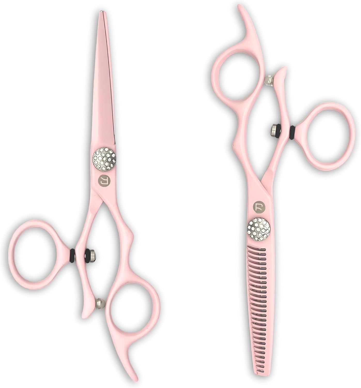 Pink Swivel Hair Scissors Set for Professional Use - 440C Stainless Steel w/Pink Titanium Finish - Sharp, Durable (5.5" Swivel Set)