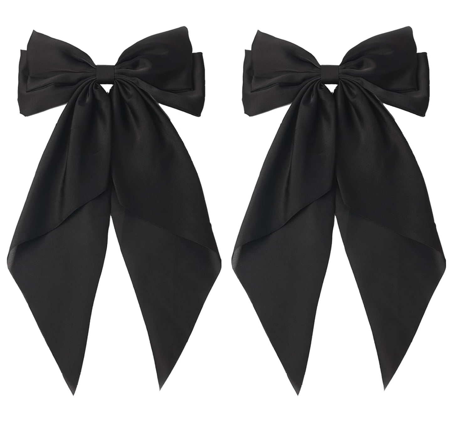 SUSULU Black Ribbon Bow Hair Clips with Long-Tail - Party Hairpins and Accessories for Women and Girls, 2pcs