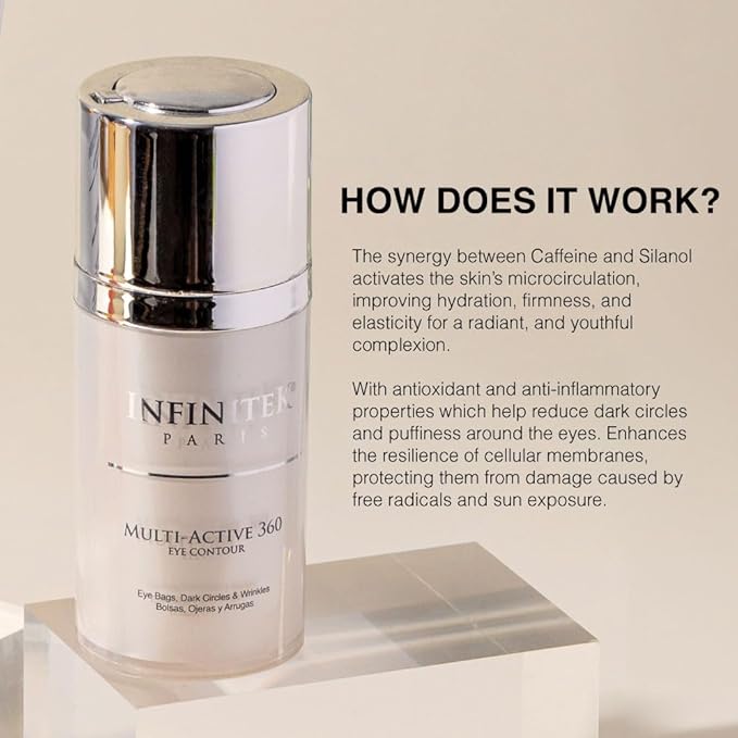 Infinitek Paris Multi-Active Collagen Eye Cream; Retinol Serum Contour - Anti Aging Eye Cream for Wrinkles, Under Eye Treatment for Dark Circles and Under Wrinckle Repair. 0.50 Fl Oz