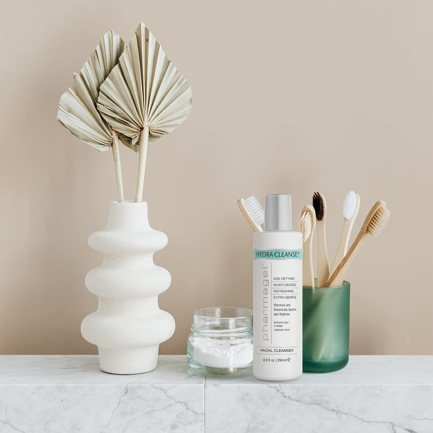 Pharmagel Hydra Cleanse Water Rinseable Facial Cleanser for All Skin Types | Natural Face Wash | Hydrating, Age Defying, and Revitalizing Face Cleanser | 8.5 fl. oz.