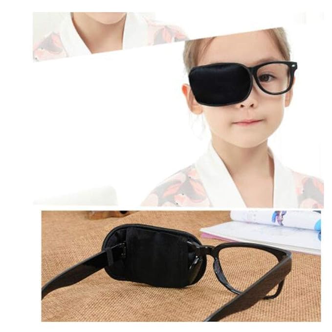 Adult/Kids Silk Glasses Eye Mask Amblyopia Strabismus Lazy Eye Patches Treat Lazy Eye and Strabismus(Black)