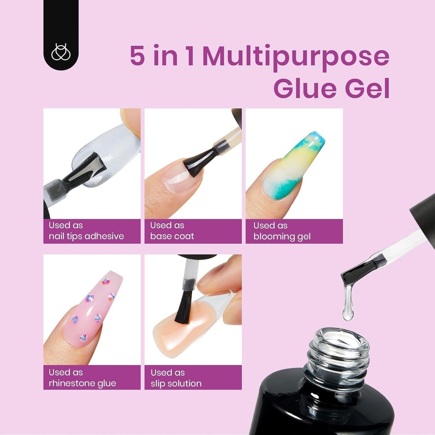 Beetles Nail Tips 240 Pcs Short Oval Nail Kit 5 In 1 Nail Glue Base Gel Uv Led Lamp Press on Nails Easy Nail Extension Set for Women