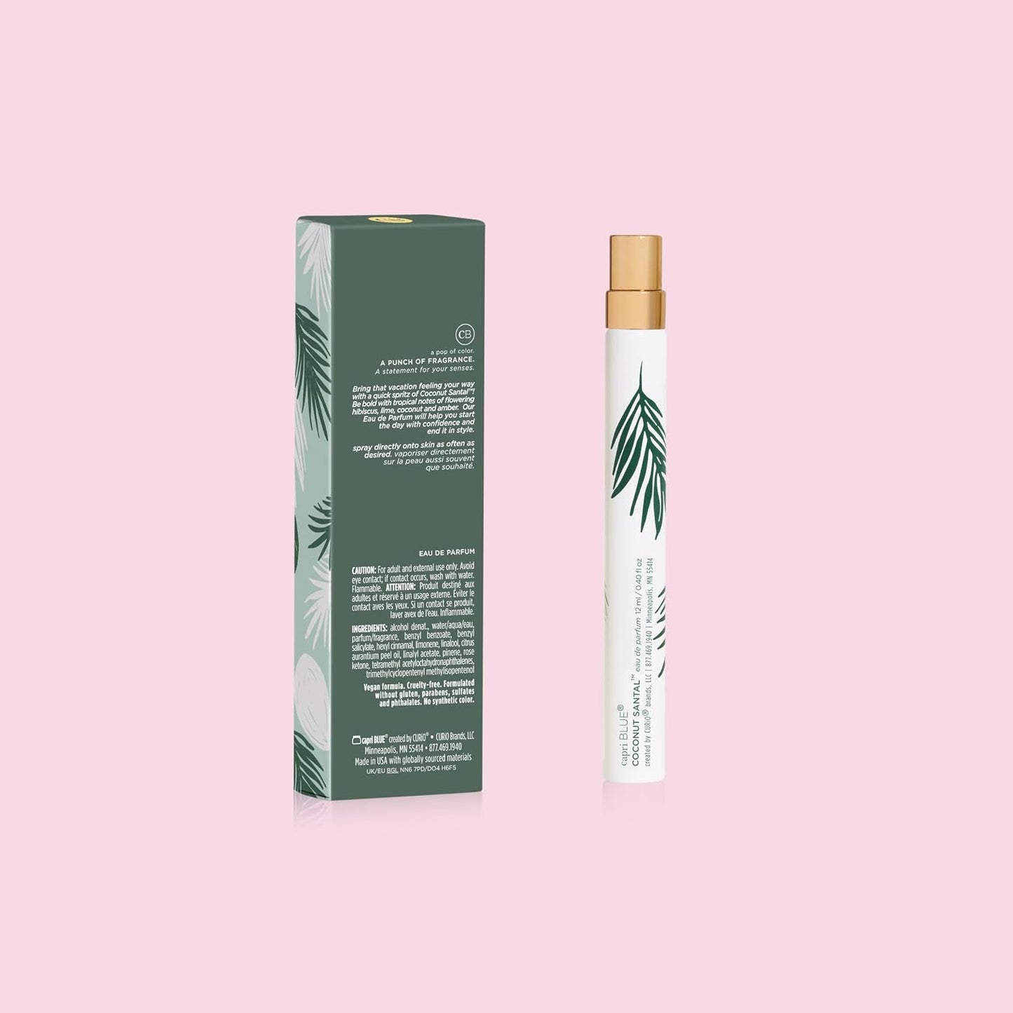 Capri Blue Eau de Parfum Spray Pen - Summer Fragrance - Mini Perfumes for Women - Travel Size Coconut Perfume with Notes of Hibiscus, Lime, & Amber (Coconut Santal, 0.4 fl oz)