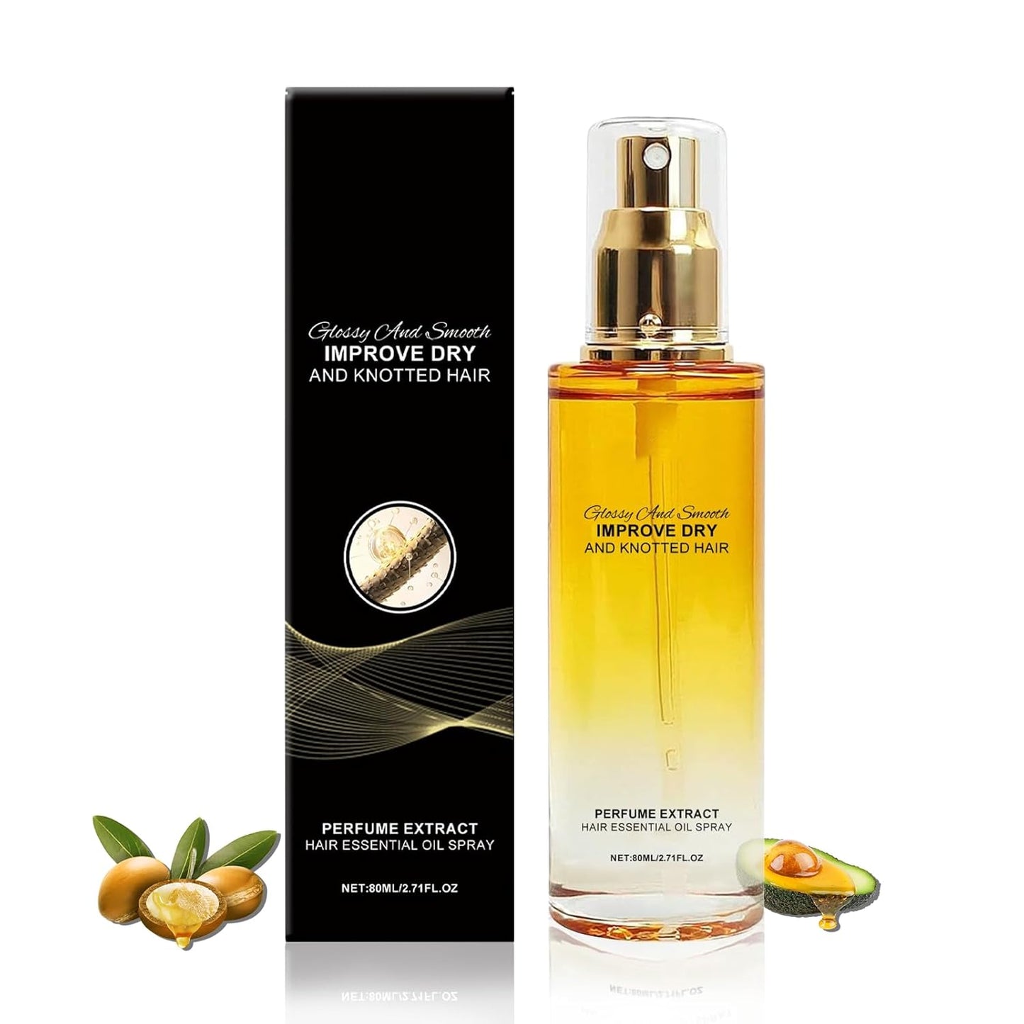 Hair Treatment Oil, Clear Hair Oil Spray Improve Dry and Frizzy Hair, Curly Hair, Detangling, Styling and Moisturizing - for Women & Men Daily Care