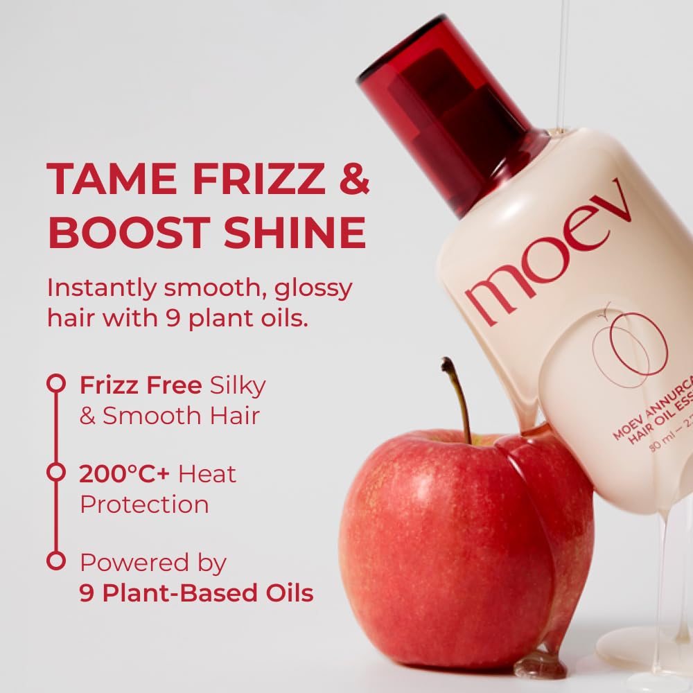 MOEV ANNURCATIN Hair Oil Essence | Korean Apple Hair Care Perfumed Serum | Heat Protect & Anti-Frizz | Nourishing Apple Seed Oil for Dry, Frizzy, Damaged Hair 2.7 fl.oz