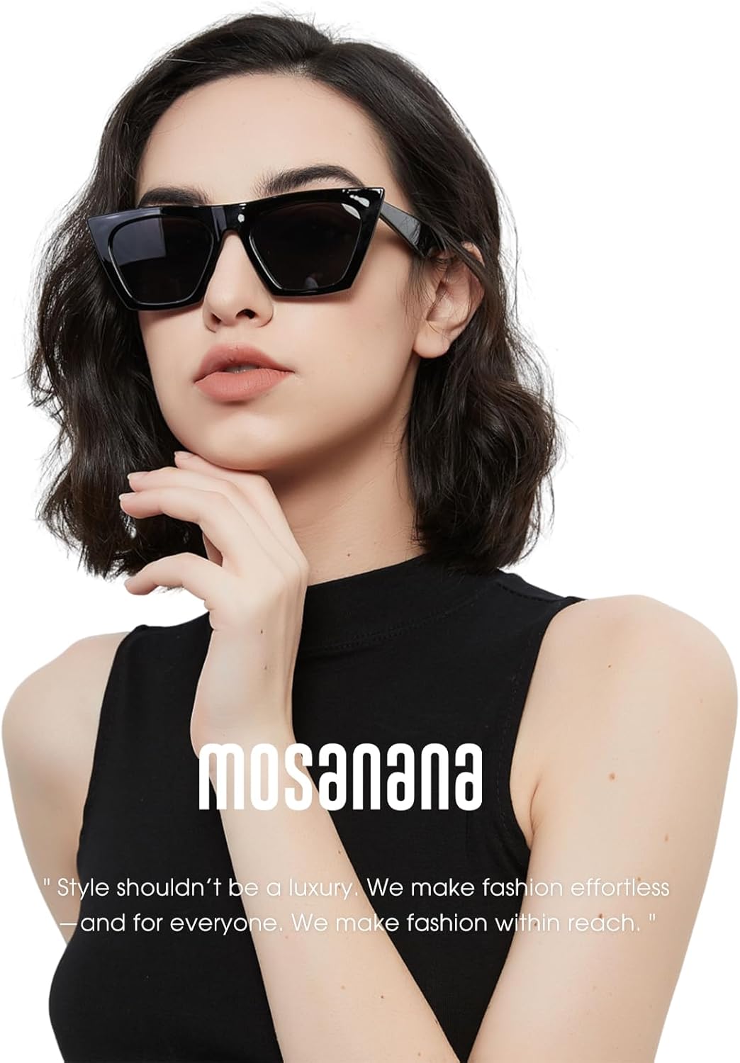 mosanana Square Cat Eye Sunglasses for Women Trendy Retro Cool MS51801