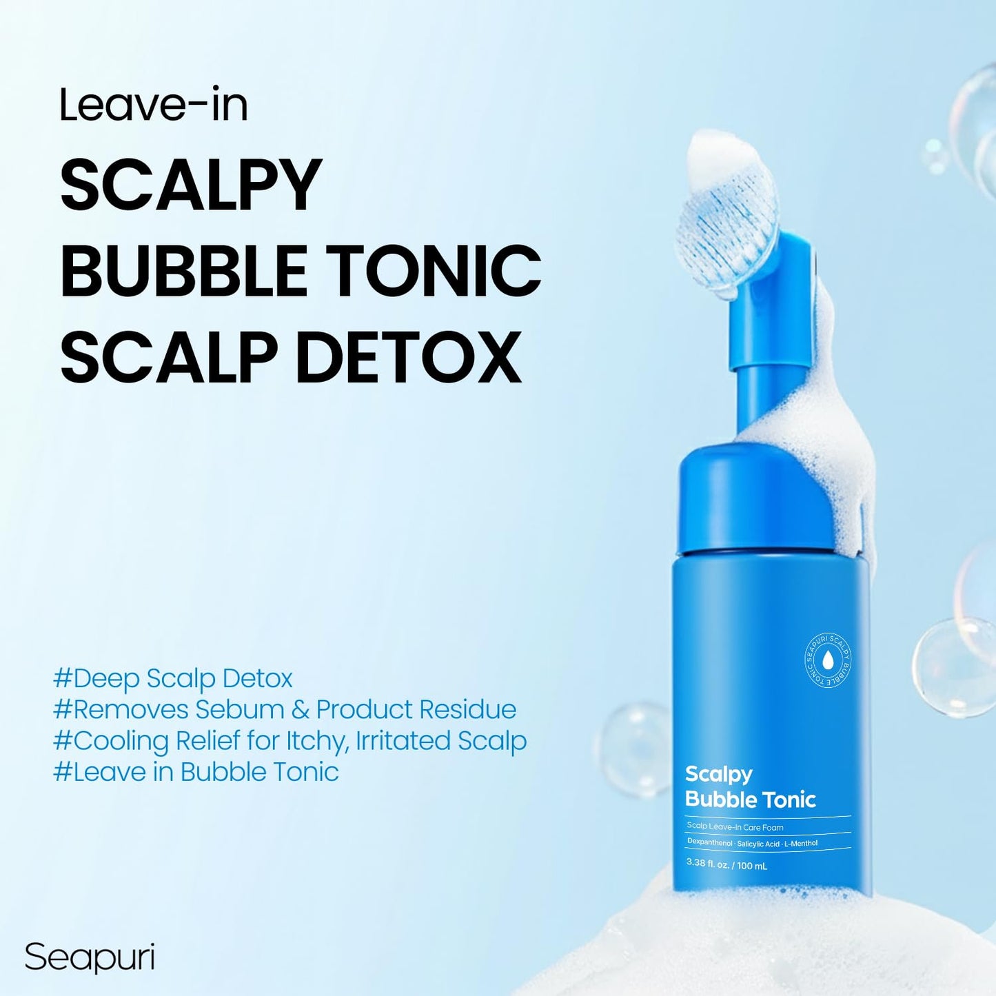 Bubble Tonic — Leave-In Scalp Exfoliator Foam for Oily, Sweaty, or Itchy Roots — Clears Buildup & Sweat with No Residue — Cooling Relief with Menthol & Salicylic Acid | Korean Hair Care Detox
