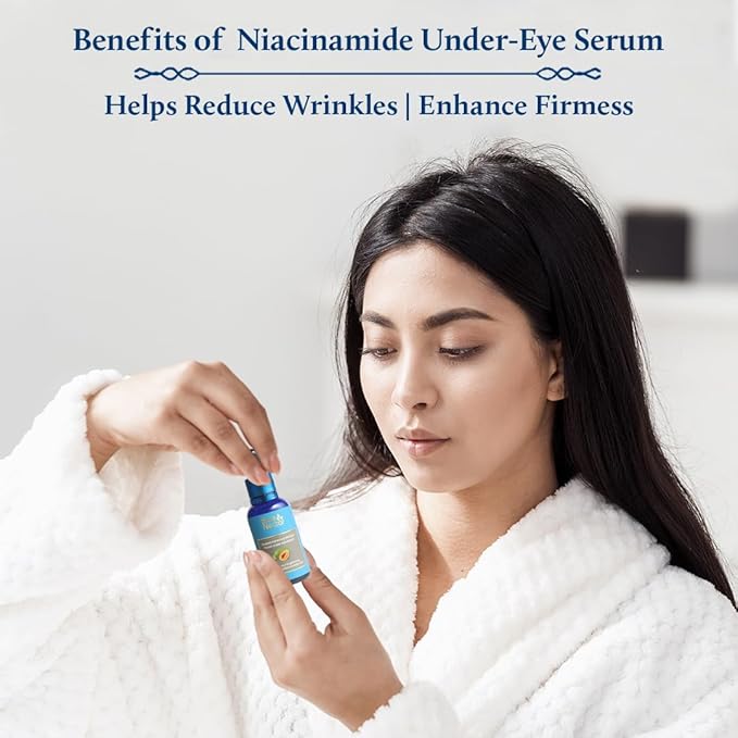 Blue Nectar Dark Circles Under Eye Serum with Plant Based Niacinamide from Potato (1Fl Oz) Paired with Natural Rose Face Toner for Glowing Skin & Pore Tightening(3.38Fl Oz)