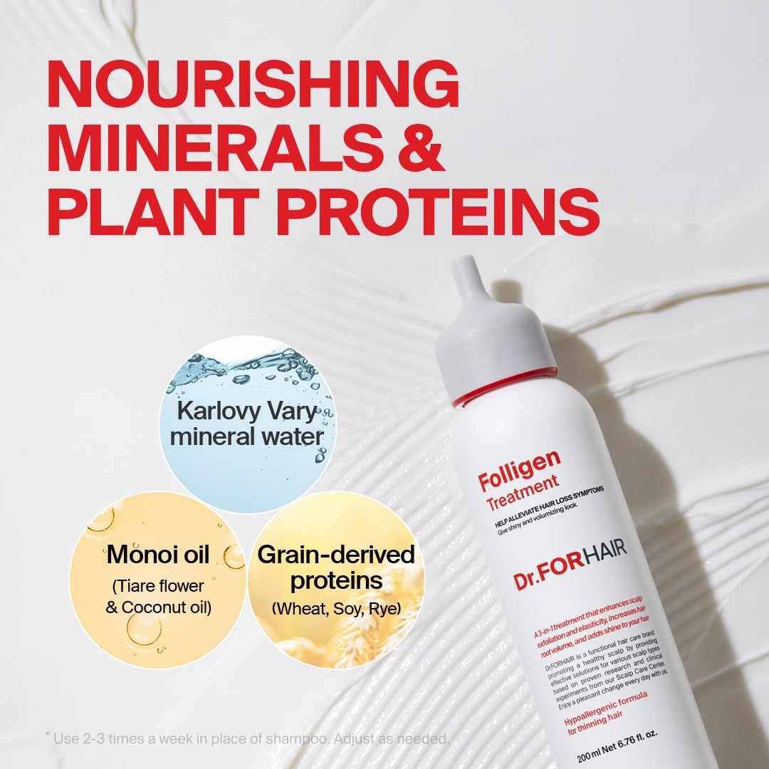 Dr.FORHAIR Folligen Treatment | Korean Hair Treatment | Scalp Treatment & Hair Mask | For Hair Thickening and Fuller Looking, 6.76 fl oz