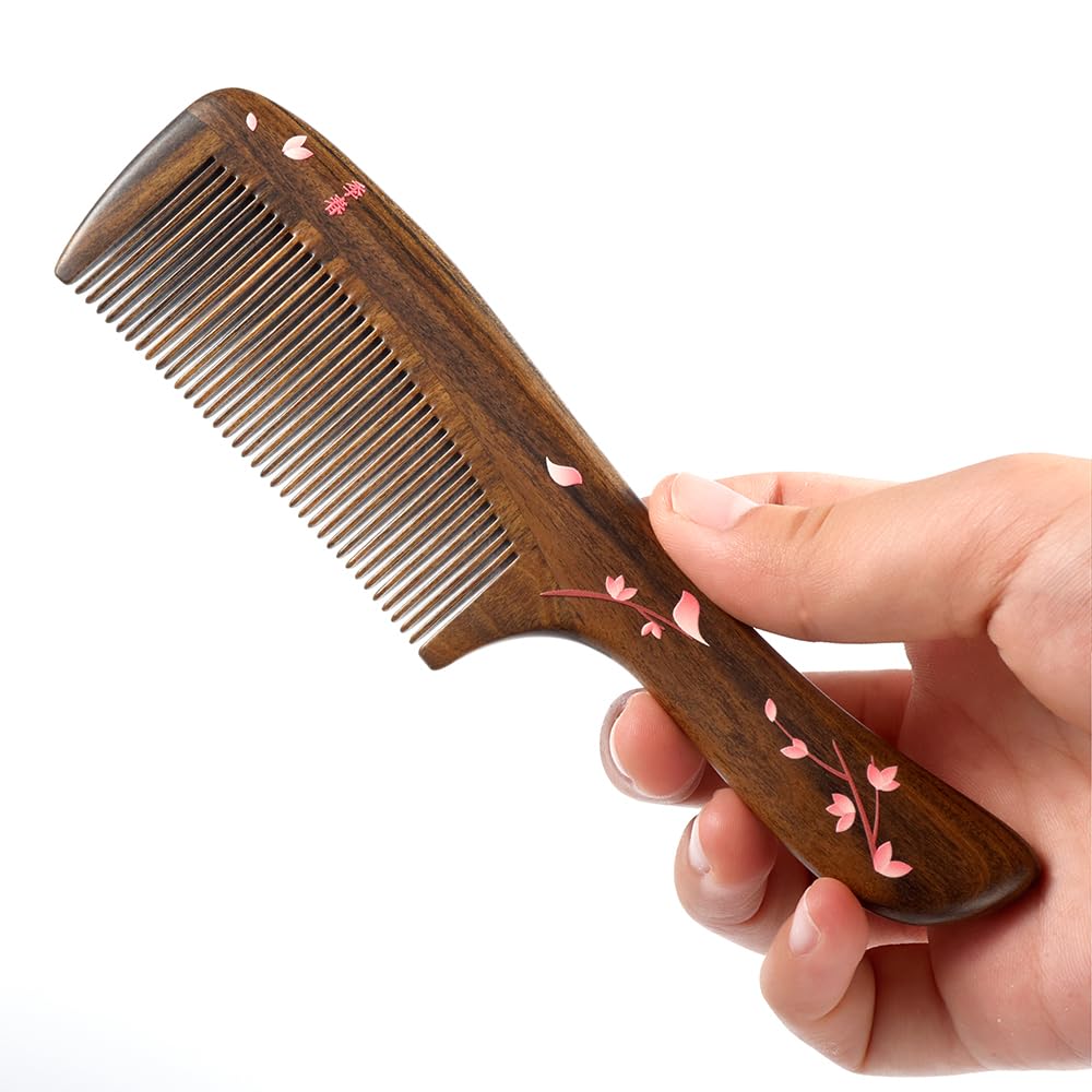 TAN MUJIANG Hair Comb for Women Natural Wood Antistatic Scalp Massage Spring 1pc