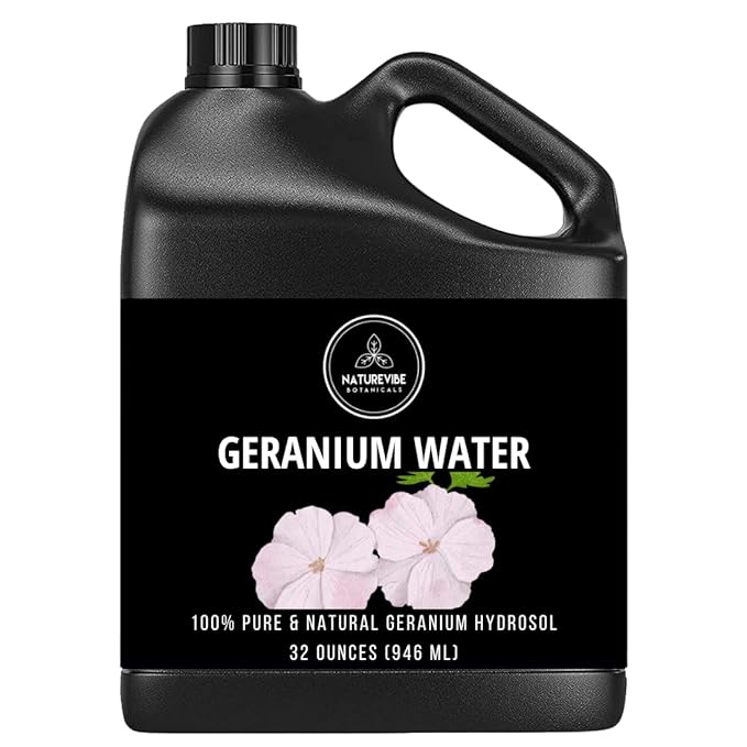 Naturevibe Botanicals Geranium Water 32 Ounces | 100% Pure and Natural | Great for Skin Care and Hair Care