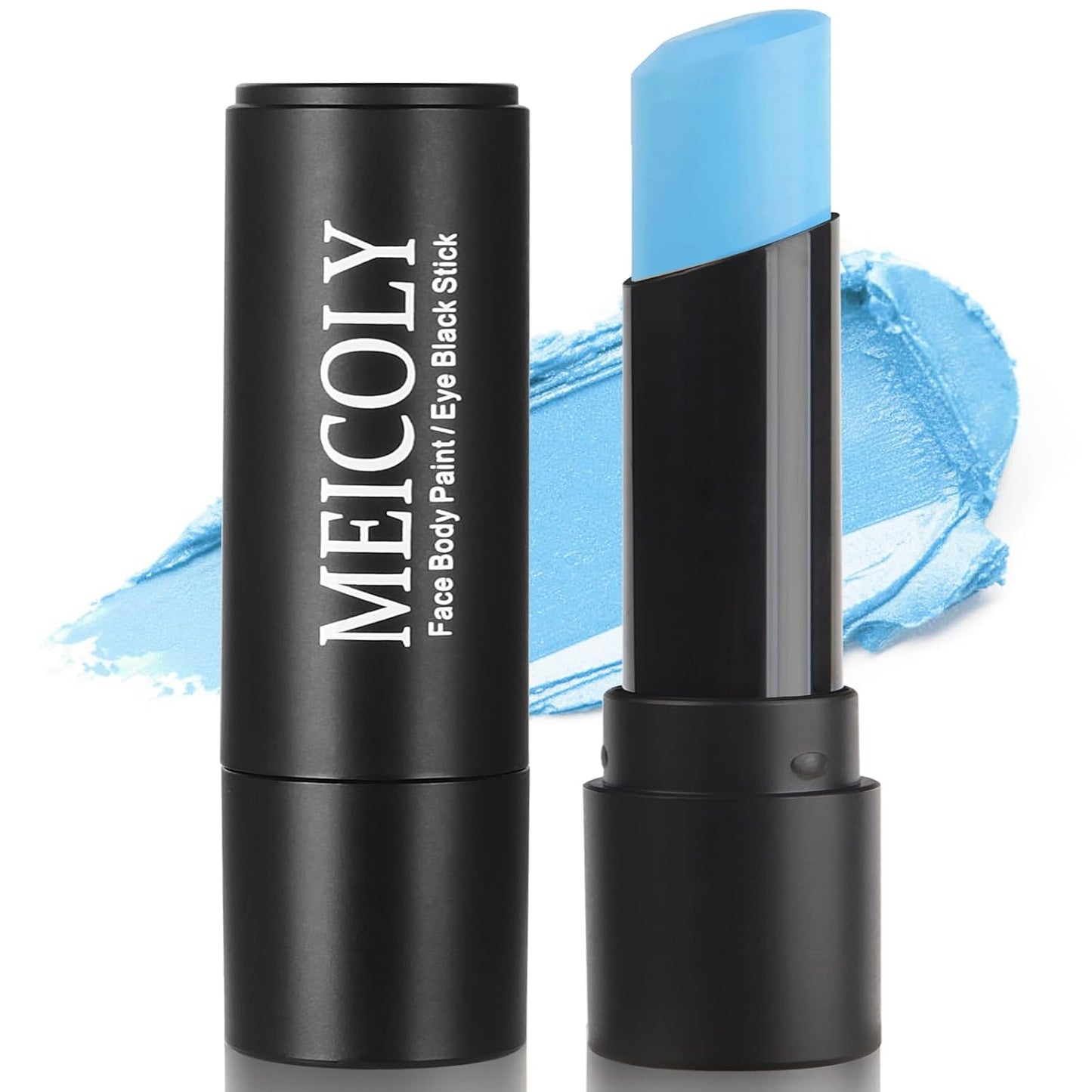 MEICOLY Light Blue Face Body Paint Stick,Pale Baby Blue Face Paint for Halloween SFX Cosplay Corpse Bride Avatar Sally Makeup,Waterproof Eye Black Stick for Baseball Softball Football Lacrosse