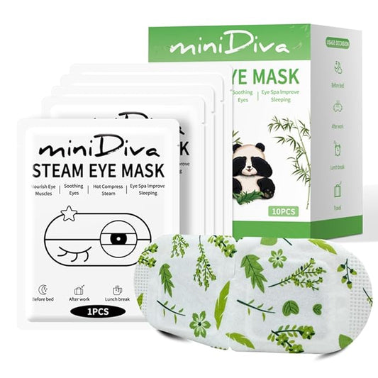 Minidiva Steam Eye Mask for Dry Eyes, 10Pcs Self Heating Spa Warm Eye Mask Relax Sleep Mask, Disposable Heated Eye Mask for Dark Circles Eye Fatigue, Relieve Stress Eye Fatigue (Unscented)