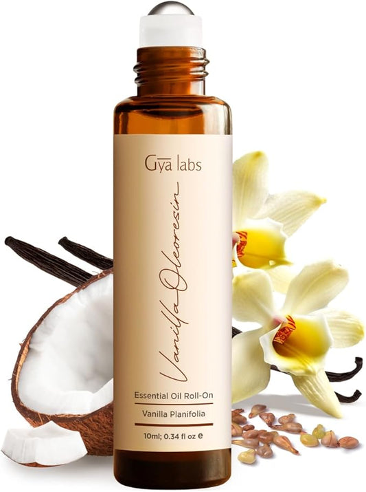Gya Labs Vanilla Essential Oil Roll on for Skin - 100% Pure Natural Vanilla Perfume Oil for Women, Self Care Roller Aromatherapy, Alcohol Free, Travel Size (0.34 Fl Oz)