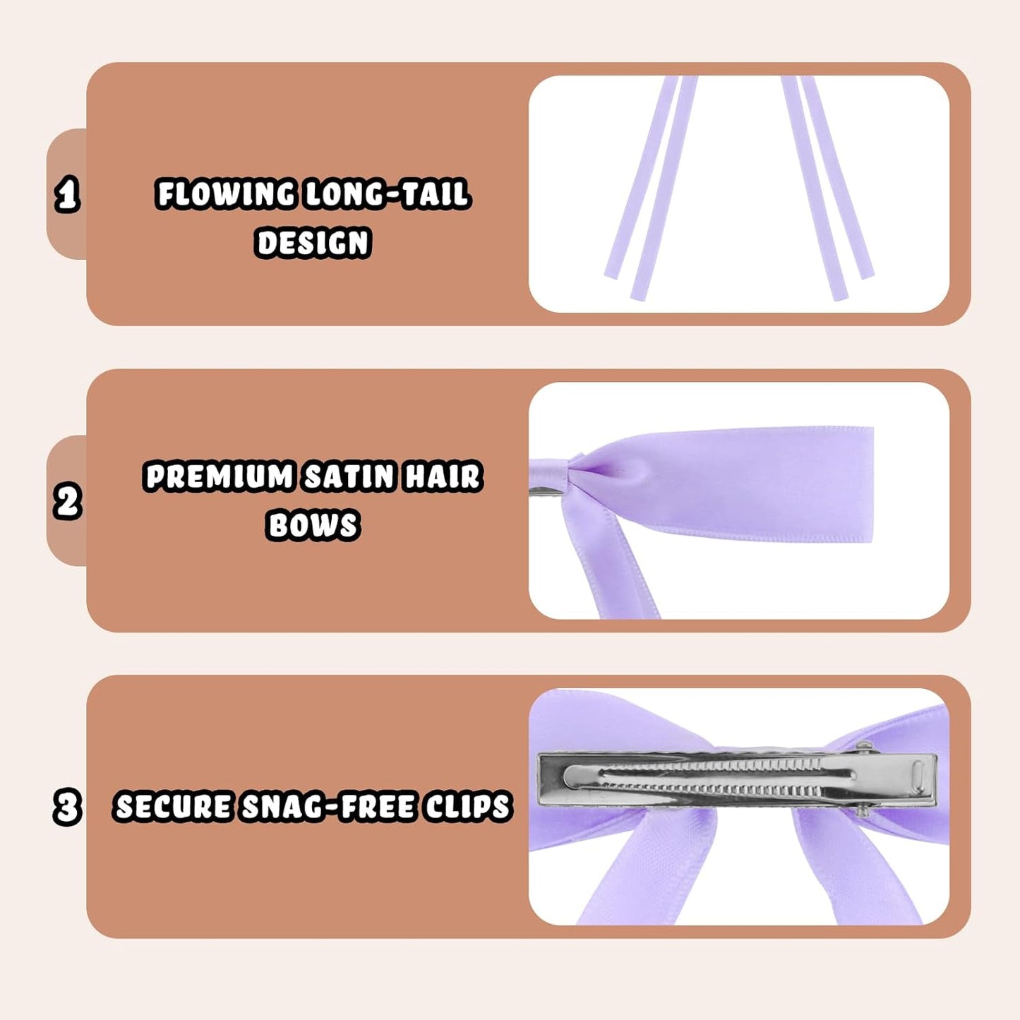 24 PCS Hair Bows Clips Ribbon,Mini Satin Hair Bows With Long Tail for Women and Girls Hairstyle Accessory Gift (Purple)