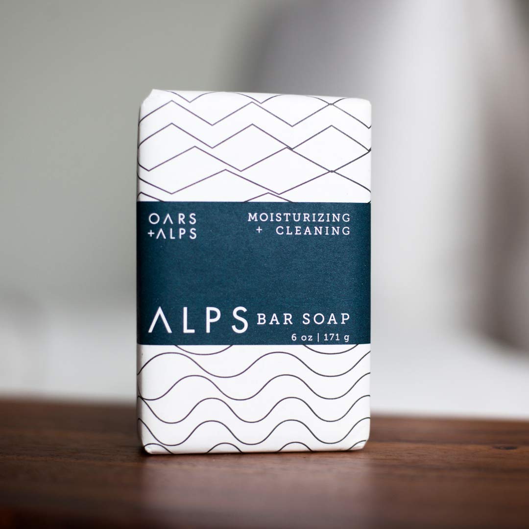 Oars + Alps Moisturizing Bar Soap for Men, Men's Bar Soap with Shea Butter & Jojoba Oil, Hydrating Dermatologist Tested & Made with Natural Clean Ingredients, Travel Size, 1pk, 6oz