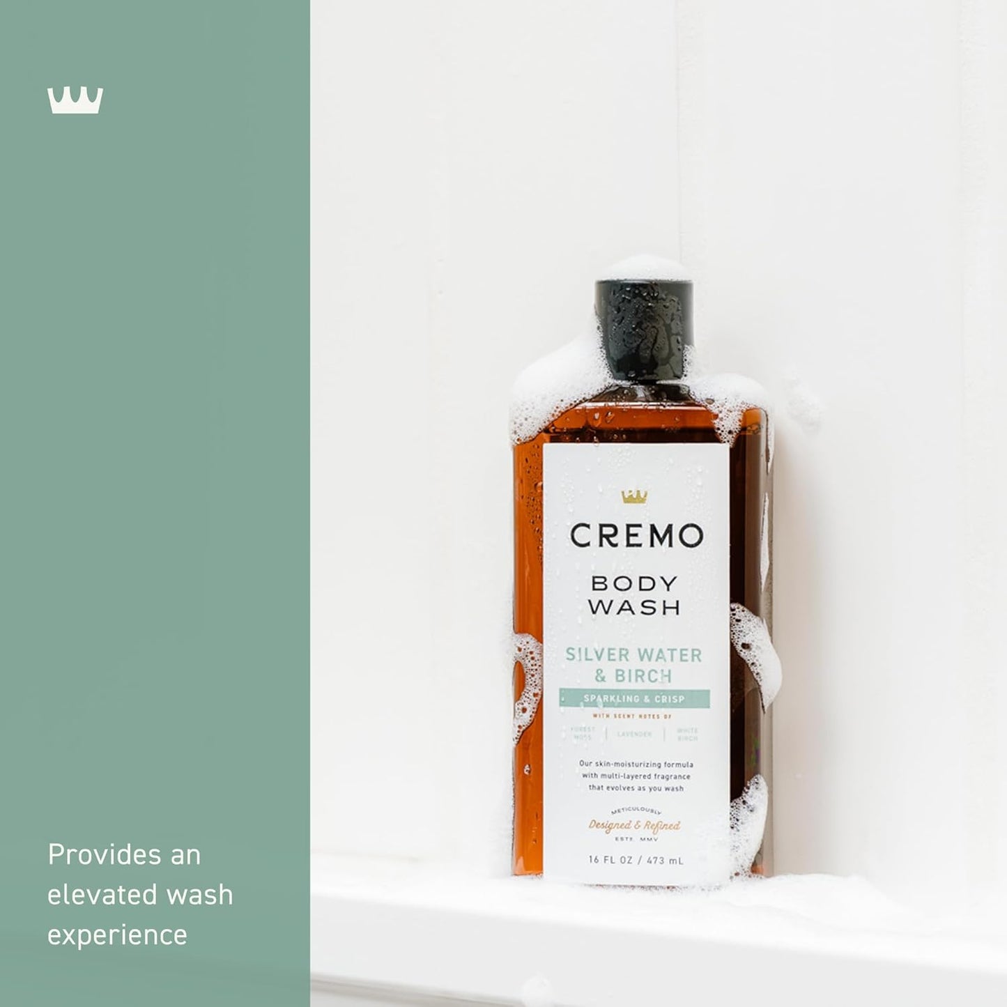 Cremo Body Wash Men, A Revitalizing Combination of Glacier-Fed Streams and White Birch, 16 Fl Oz