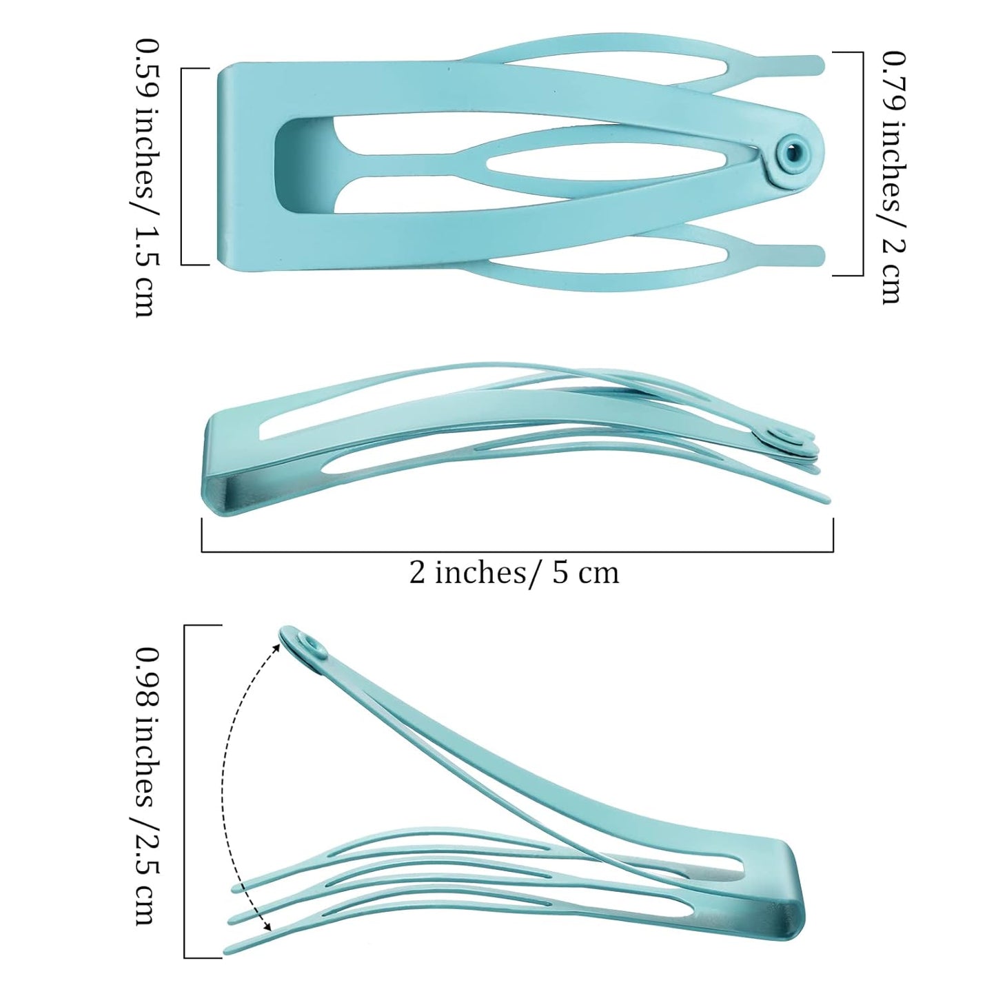 Chinco 24 Pcs Double Grip Hair Clips Metal Snap Clips Women Barrettes for Hair Making, Salon Supplies(Light Blue,2 Inch)