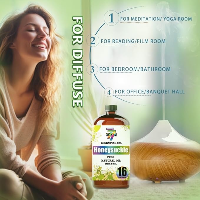 Honeysuckle Essential Oil(16oz / 480ml) - Honeysuckle Oils Used in diffusers, humidifiers, Home Baths, Cleaning Products, Yoga, DIY Soaps and DIY Scented Candles