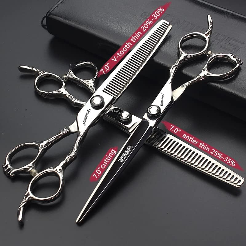 6/7/8 inch Cutting Thinning Styling Tool Rainbow Hair Scissors Professional Hairdresser Hairdresser Scissors Set (7-inch 3pc-A)