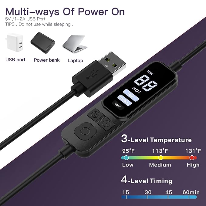 Heated Eye Mask for Dry Eyes with Temperature & Timer Remote, Eye Warm Compress Mask to Unclog Glands Eye Heating Pad for Women Men Relieve Blepharitis, Chalazion, MGD, Stye Syndrome; Purple