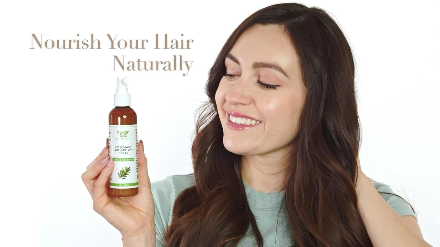 Rosemary and Rice Hair Growth Spray - With Biotin, Castor, Peppermint, Tea Tree Oil & More - For Thicker, Fuller Hair by Existing Beauty 4oz