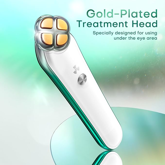 Puffiness Under Eye Bags Wrinkles Fine Line Reduce Device With Gold Plated Treatment Head Current Radio Frequency Wireless Professional RF Skin Care Beauty Device (With Gel)