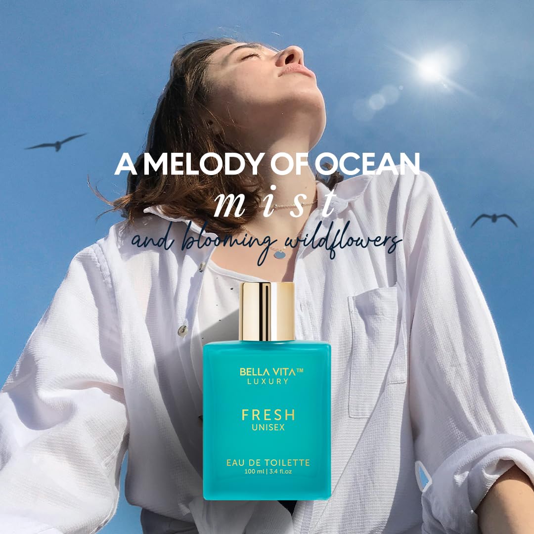 BellaVita Luxury Fresh Unisex Eau de Toilette (3.4 fl. oz.) | Long-Lasting Fragrances with Bergamot, Lavender, Ylang-Ylang & Sweet Almond | Fresh Toilette with French citrusy Notes