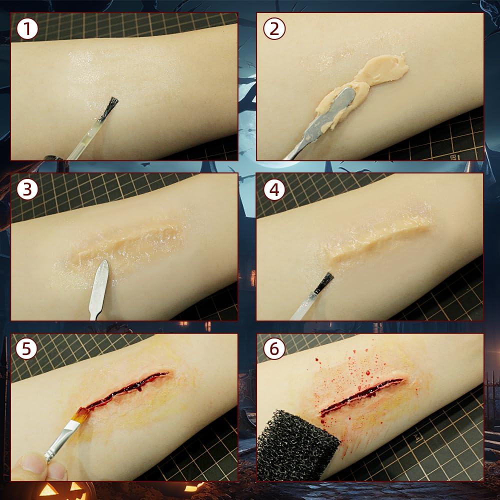 Halloween Makeup Special Effects SFX Makeup Kit 12 Colors FX Palette Face Body Painting with Fake Blood,Scar Wax,Spirit Gum,Castor Sealerm,Extension Oil,for Clown makeup,Zombie