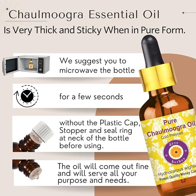 dève herbes Pure Chaulmoogra Oil (Hydnocarpus wightiana) 100% Natural Therapeutic Grade Cold Pressed 15ml (0.50 oz)