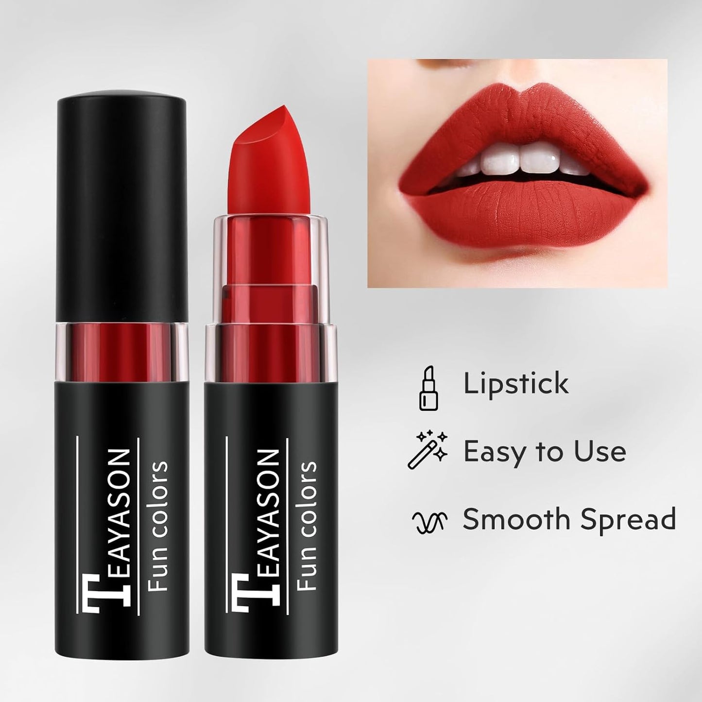 Cherry Red Face & Body Paint Stick, Matte Lipstick & Eye Black Stick, Long Lasting Waterproof Face Makeup for Halloween Zombie Clown Vampire Joker Devil Cosplay