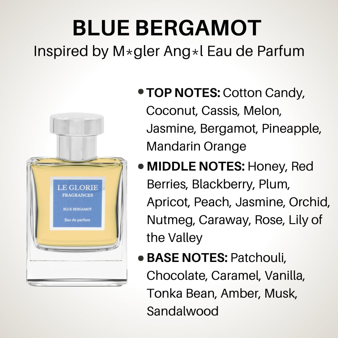Inspired by M.gle.r's A.ng.l Thierry EDP, Blue Bergamot Eau de Parfum, Long Lasting 12-14 Hours Perfume Spray for Women, All Skin Types, Cruelty Free - 1.7 oz 50ml