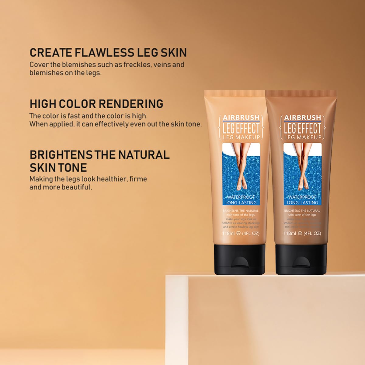 Leg Makeup Waterproof No Transfer,4 Fl Oz Leg Vein Cover up Makeup,Leg and Body Scar Cover up Makeup,Long Lasting Body Foundation,Leg Concealer for Women,Leg and Body Makeup Lotion (Brown, 4oz)