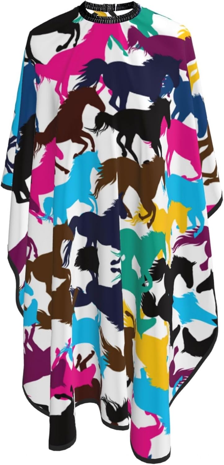 Hair Cutting Salon Cape Colorful Horse Salon Cape Apron for Hair Salon, Cosmetology Supplies, Water Resistant Professional Salon Cape Hair Cutting Cloak - 55x66 Inch