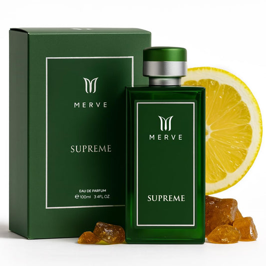 Merve Supreme Premium Long Lasting Fragrance Luxury Scent For Men | Aromatic, Amber, Musk | Perfumes For Men | 3.4 Ounces