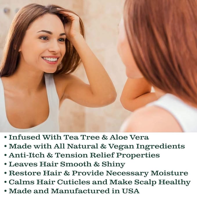 Olivia Care Tea-Tree & Aloe Scalp Serum - Natural & Vegan Ingredients - Moisturize & Anti-Itch Treatment - Stimulate Hair Growth & Repair Damage - 4 FL OZ