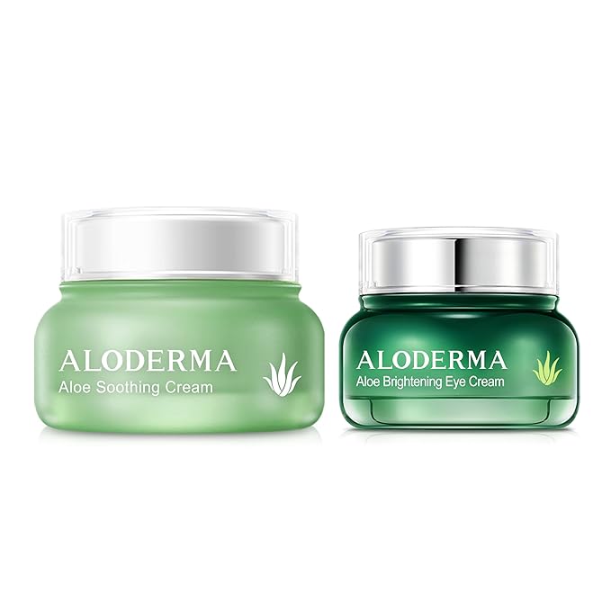 Aloderma Aloe Cream Set, 2 pieces - Brightening Eye Cream, Soothing Cream