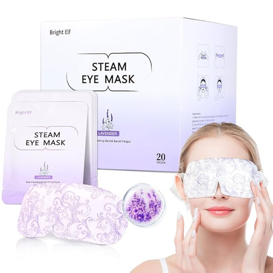20 Packs Steam Eye Masks for Dry Eyes, SPA Warm Eye Mask, Relief Eye Fatigue Hot Sleep Eye Mask for Puffy Eyes Mask, Disposable Moist Heating Compress Pads for Sleeping, Stress Relief Gift (Lavender)