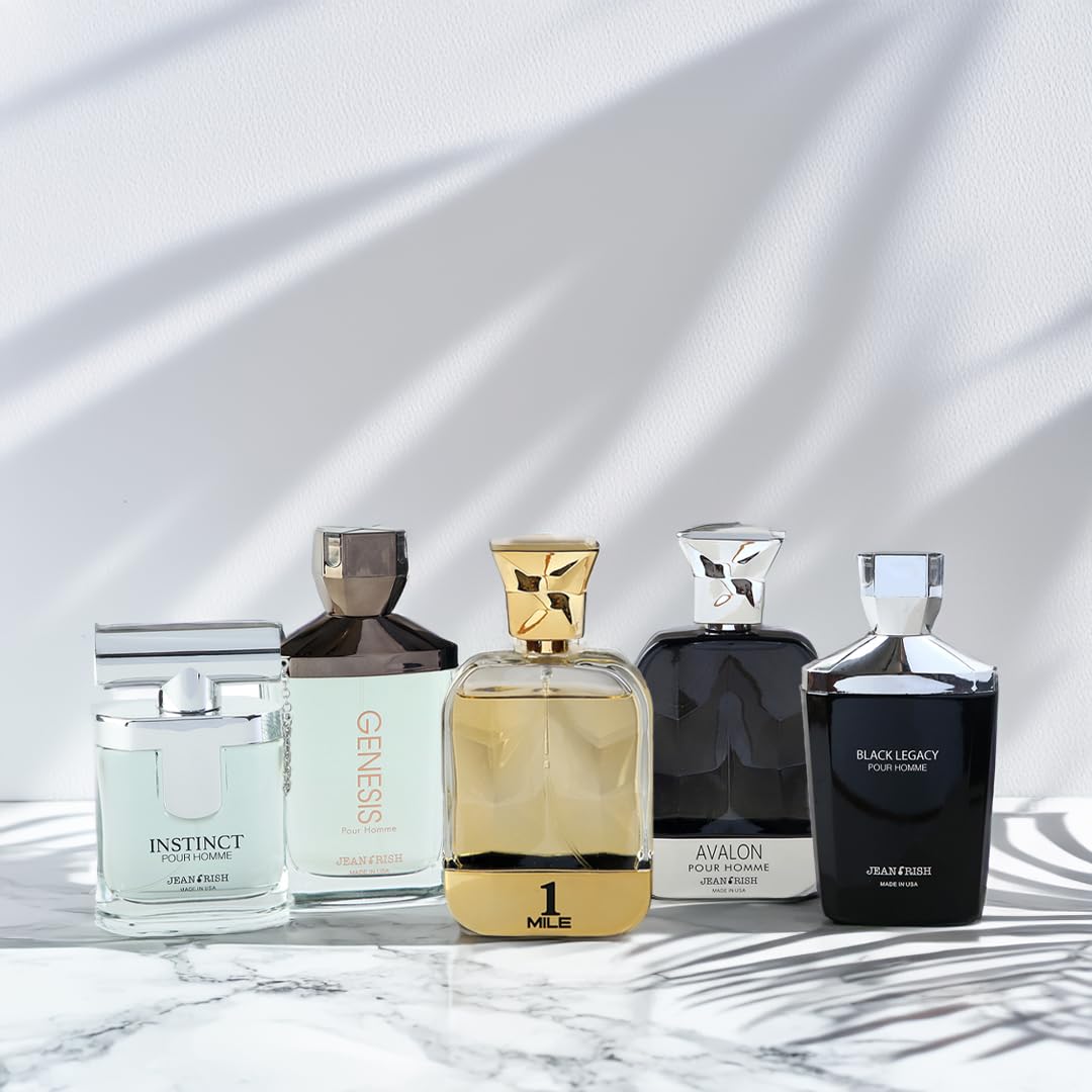 Jean Rish Instinct Pour Homme Eau De Toilette - Perfume for Men (3.4 Fl Oz / 100ml) with Ambergis, Jasmine & Orange Notes - Long Lasting and Luxury Fragrance, Made in USA