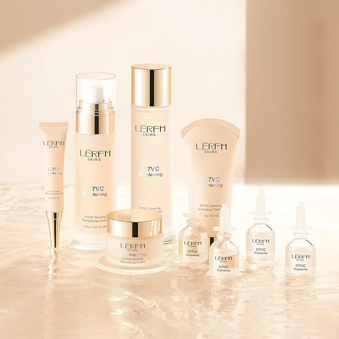 LERFM Moisturizing Brightening Aloe Face Skin Care Set Hyaluronic Serum Skin Care Set | Radiant, Youthful Skin Alcohol-Free Hypoallergenic Cleanse, Recondition and Puri (377- Nine piece set)