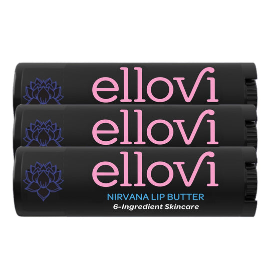 Ellovi Natural Lip Butter Lip Balm - Nirvana - Pure Enough to Eat - Made With Just 6 Vegan Ingredients - 100% Natural & Organic Moisturizing Lip Care for All Day Hydration (3-Pack)