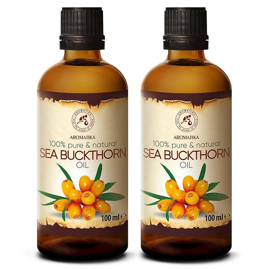 Sea Buckthorn Oil (2pack of 2 x 3.4oz) 6.8oz - Cold Pressed - Pure & Natural - Hippophae Rhamnoides - Carrier Oil for Essential Oils - Nails - Hair - Face & Body Care