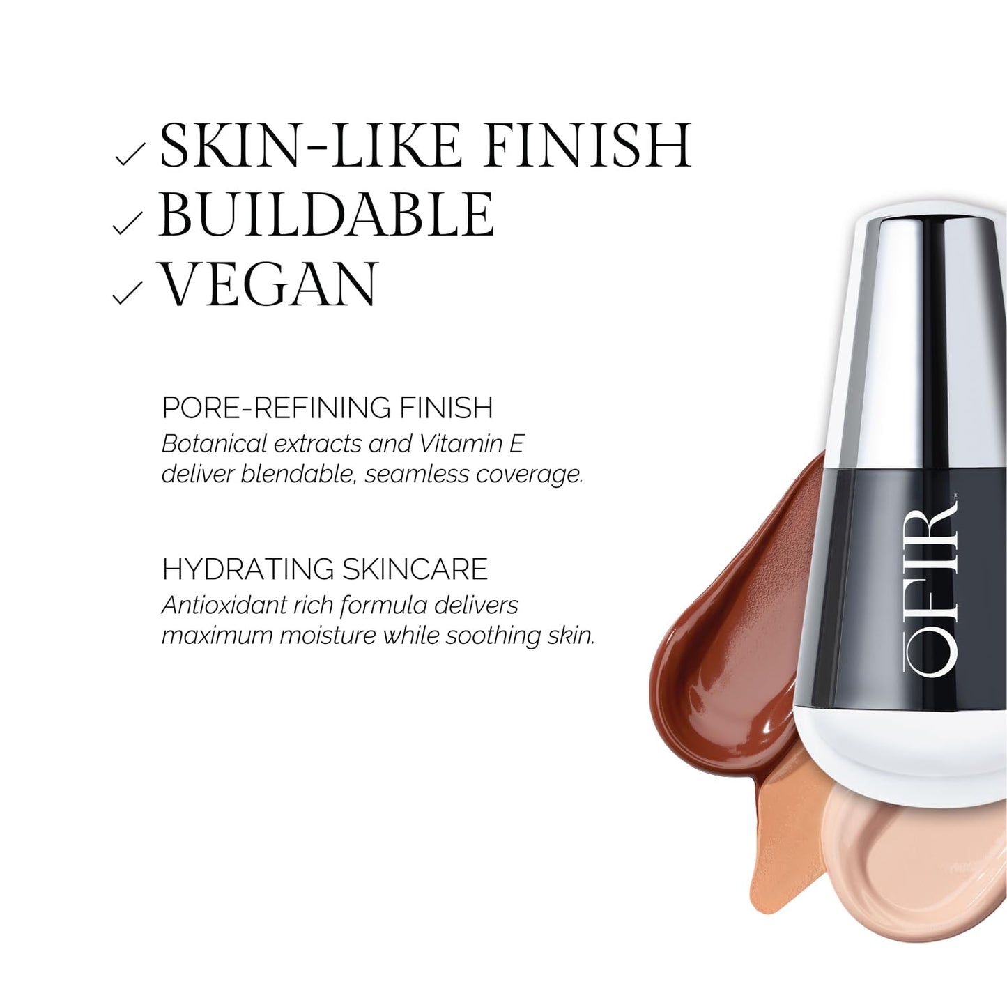 OFIR Skin Satin Medium Coverage Foundation | Lightweight Foundation Makeup with Vegan Formula | Blue Light Protection & Non-Creasing for Long-Lasting Wear | 1 FL OZ (Barley - Light Cool)