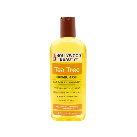 Hollywood Beauty Tea Tree Oil for Hair, Scalp, and Skin, 8 fl oz - Moisturizes Dry, Itchy Scalp, Blended with Vitamin E & Aloe
