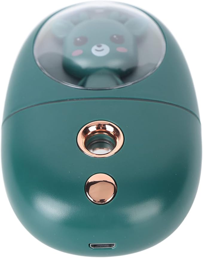 Facial Mist Sprayer, Cute Animal Mini Face Steamer Portable Facial Mist Sprayer Facial Steamer for Travelling 35ml 500mah (Green)