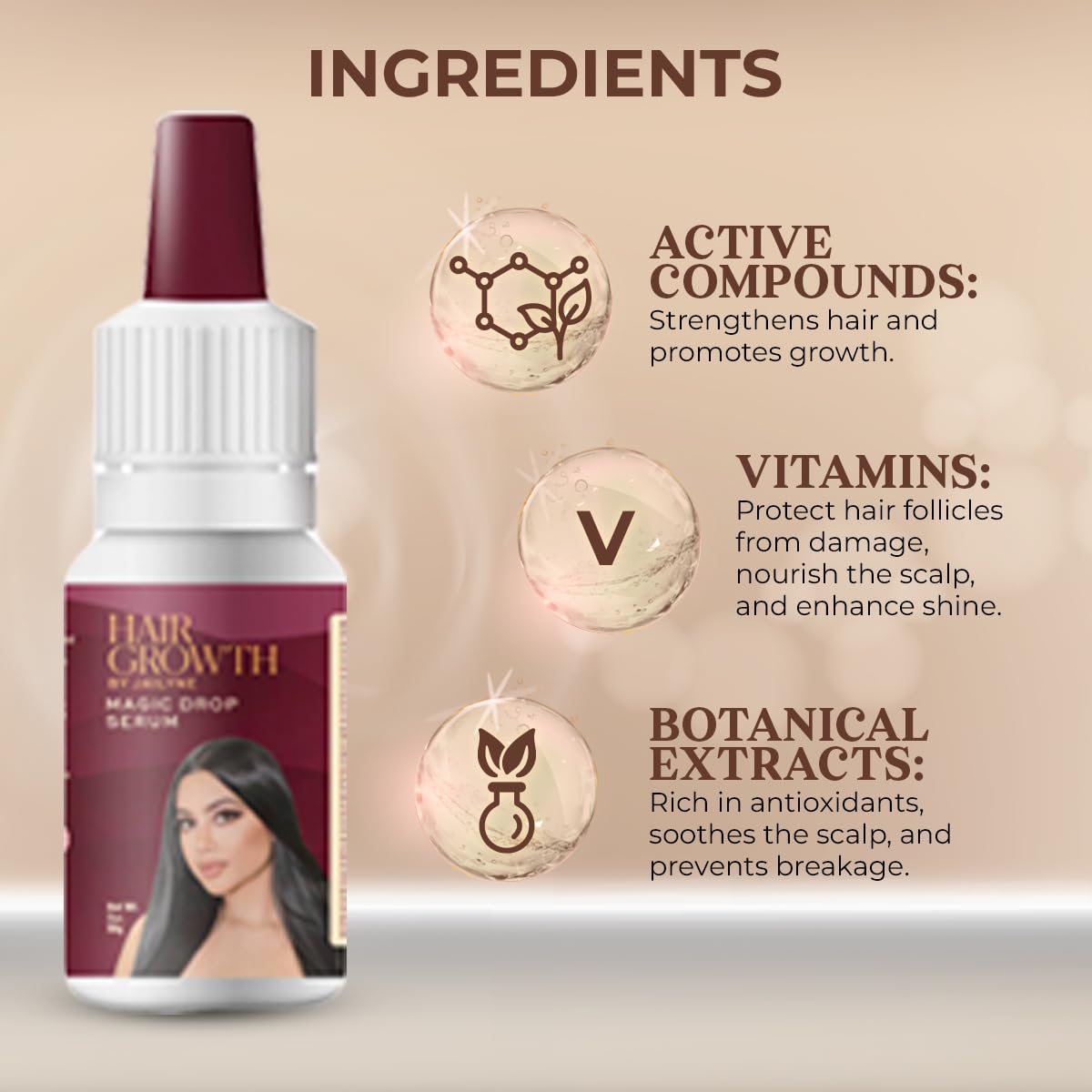 Hair Growth Magic Drop Serum by Jailyne Ojeda – Fast-Absorbing, Scalp Revitalizing Formula – Promotes Thicker, Healthier Hair with Botanical Extracts & Keratin – Made in USA
