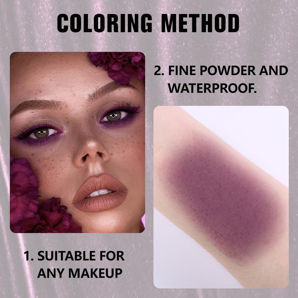 evpct Plum Purple Matte Single Eye Shadow Palette Makeup for Older Women, Plum Purple Natural Pressed Eyeshadow Palette for Eyes, High Pigment Longwear Mini Monochrome Eyeshadow Sombra Para Ojos