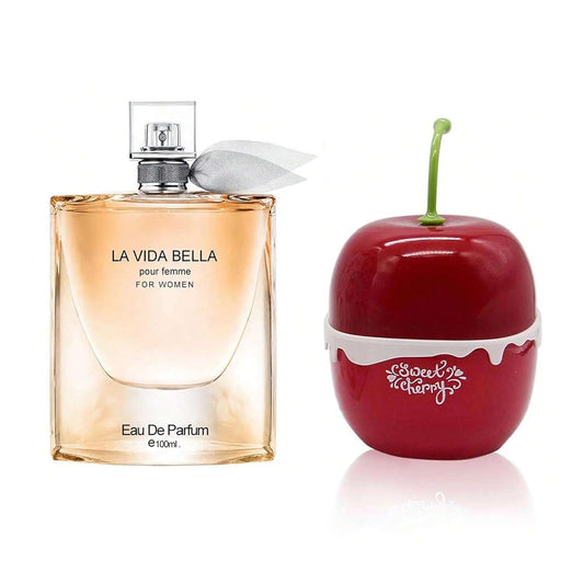 Women's Perfume La Vida Bella& Sweet Cherry Combo Set Eau De Parfum Long Lasting Fragrance 3.4 Fl Oz Spray Each for Daily Used